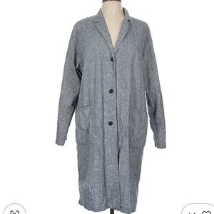 Uniqlo long linen blend dress jacket coat lagenlook Gray women’s Large